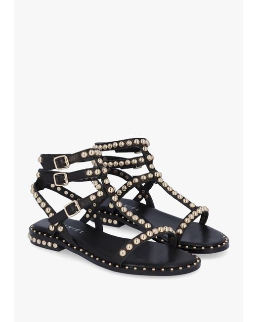 Daniel Eternal Black Leather Studded Gladiator Sandals