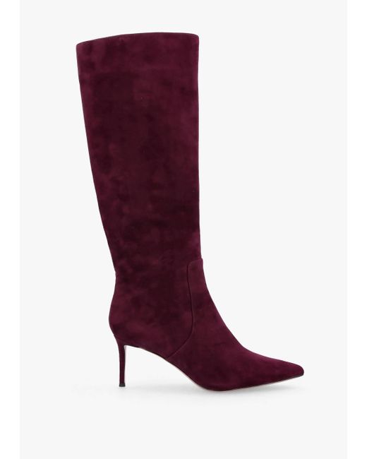 Daniel Red Saffia Burgundy Suede Slim Heel Knee Boots