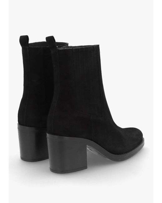 Alpe Adios Black Suede Western Chelsea Mid-heel Boots