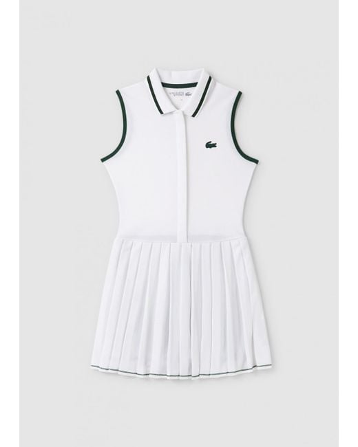 Lacoste White Sport Pleated Tennis Dress With Built In Shorts