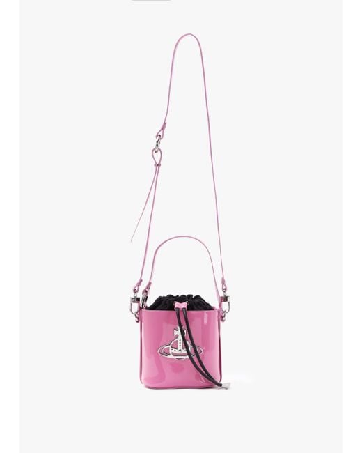 Vivienne Westwood Mini Daisy Pink Patent Leather Drawstring Bucket Bag