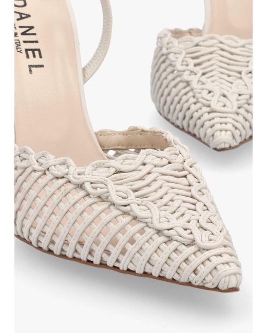 Daniel Tiffi White Leather Woven Sling Back Court Shoes
