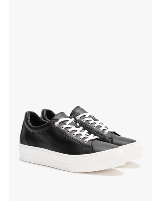 Daniel Piccadilly Circus Black Leather Flatform Trainers
