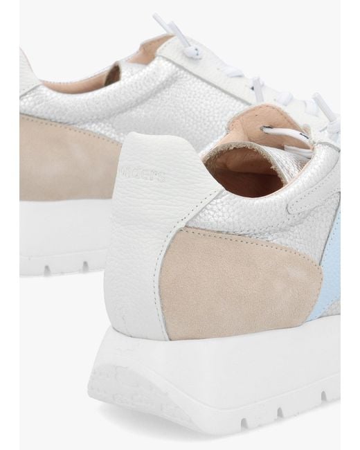 Wonders White Odisei Platino Metallic Leather & Suede Trainers