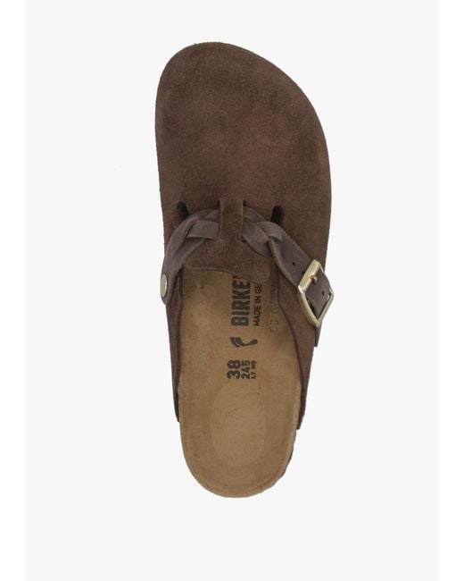 Birkenstock Brown Boston Braided Carafe Suede Leather Clogs