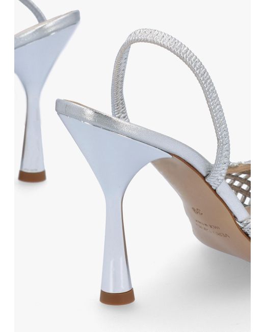 Daniel White Tiffi Silver Leather Woven Sling Back Court Shoes