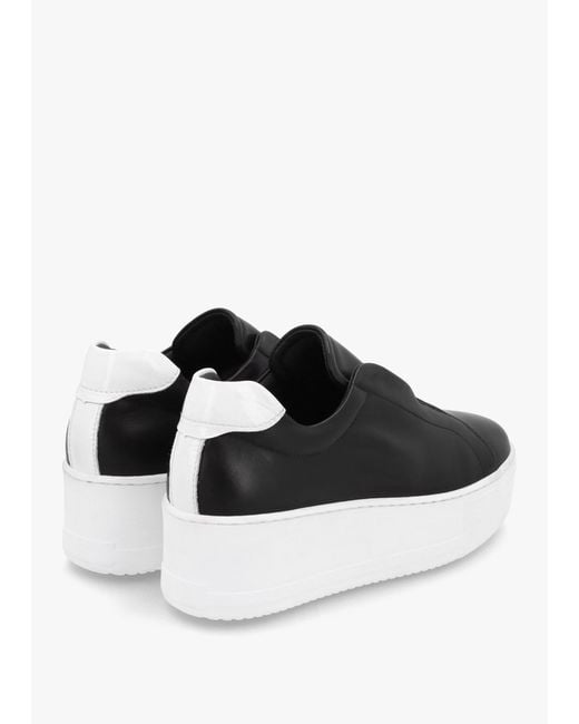 Daniel Tred Black Smooth Leather Laceless Flatform Trainers