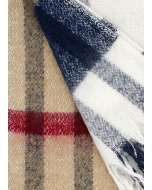Barbour Blue Isla Hessian Tartan Bouclé Scarf