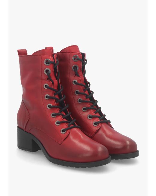 Moda In Pelle Bezzie Red Leather Block Heel Ankle Boots