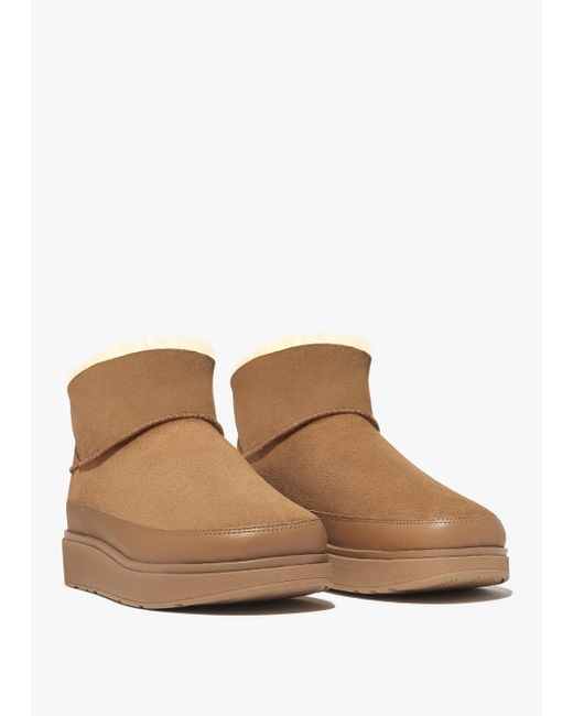 Fitflop Brown Gen-ff Desert Tan Ultra Mini Double-faced Shearling Ankle Boots
