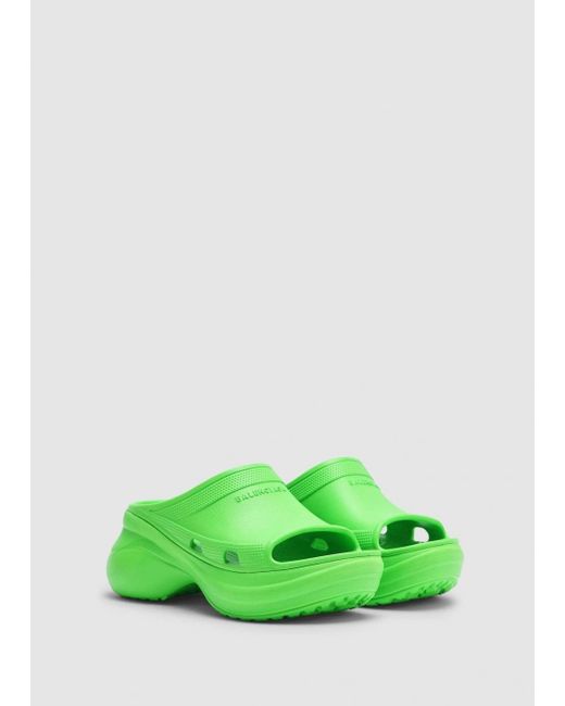 Balenciaga Crocs Green Pool Slides Lyst