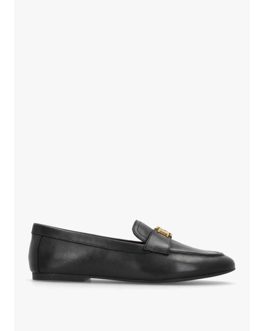 Ralph Lauren White Averi Iii Burnished Black Leather Loafers