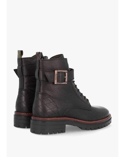 Barbour Black Heidi Pebbled Leather Camando Ankle Boots