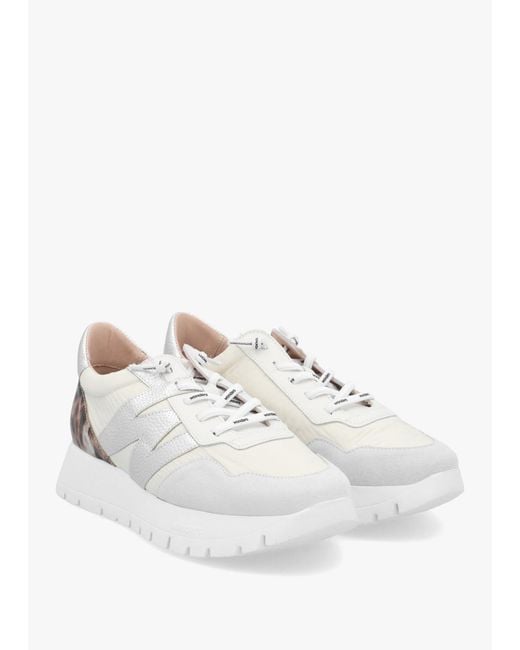 Wonders White Odisei Leopard Metallic Suede & Nylon Trainers