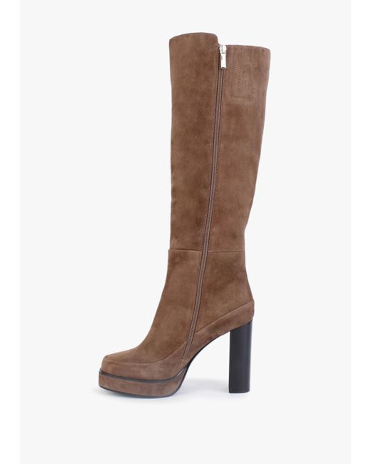Daniel Brown Sippy Tan Suede Platform Knee Boots