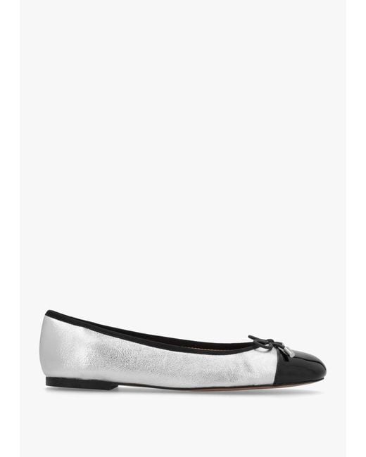 Daniel White Iball Silver Leather Patent Toe Cap Ballet Pumps