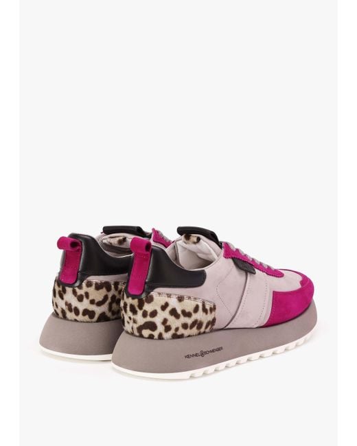 Kennel & Schmenger Pink Flash Purple Multi Nubuck Leopard Trainers