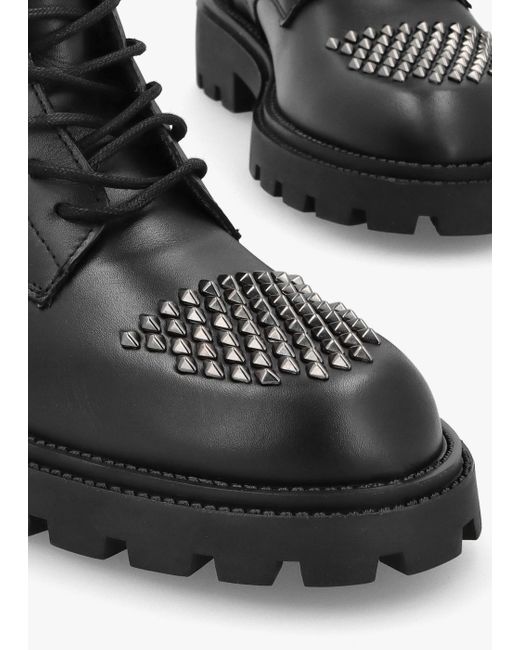 Alpe Abode Black Leather Embellished Ankle Boots