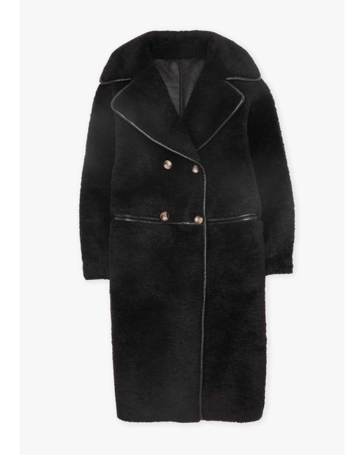Oakwood Tilda Black Shearling Style Longline Coat