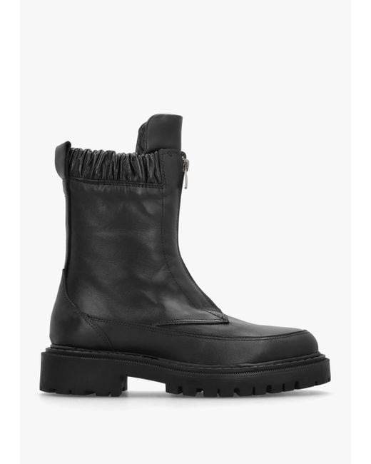 Daniel Bailey Black Leather Front Zip Ankle Boots