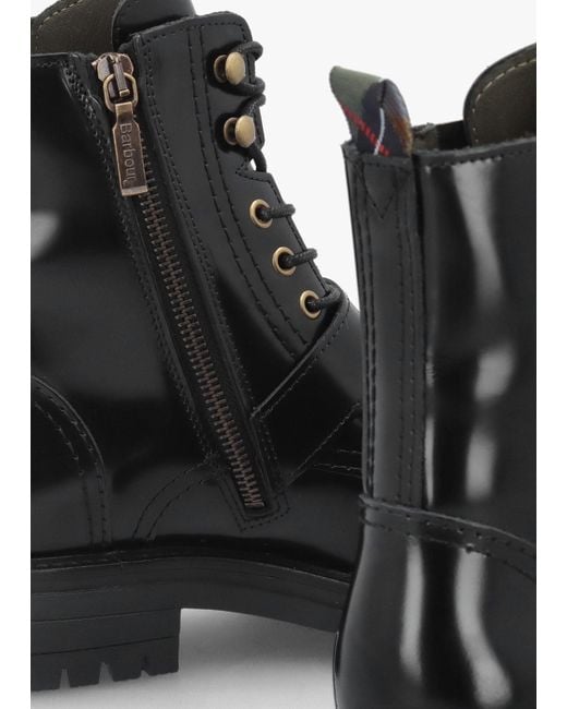 Barbour Black Ouseburne Glace Leather Biker Boots