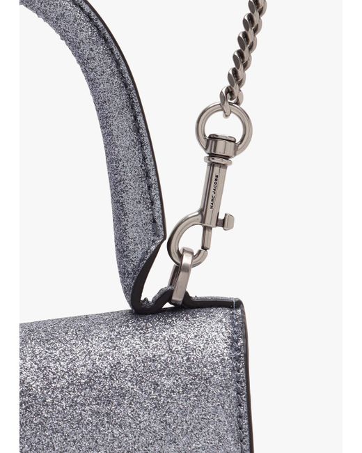 Marc Jacobs Gray The Galactic Glitter St. Marc Mini Top Handle Silver Leather Bag