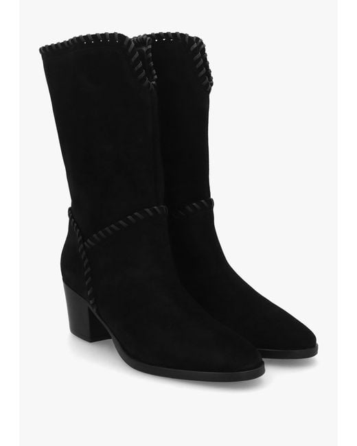 Daniel Black Nyla Whipstitched Stacked Heel Calf Boots