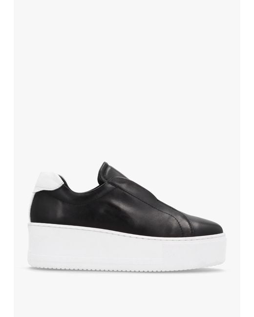 Daniel Tred Black Smooth Leather Laceless Flatform Trainers