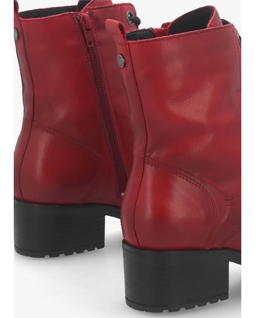 Moda In Pelle Bezzie Red Leather Block Heel Ankle Boots