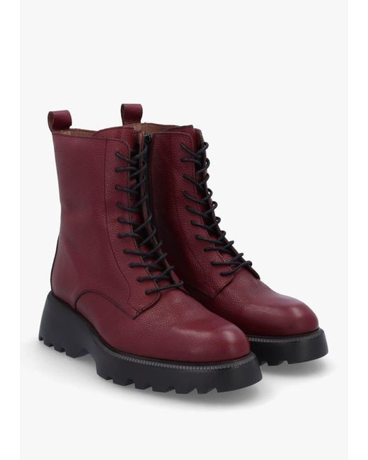 Wonders Purple Atari Burgundy Leather Ankle Boots