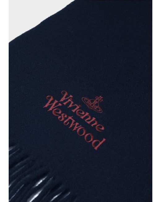 Vivienne Westwood Blue Embroidered Wool Scarf , Fabric