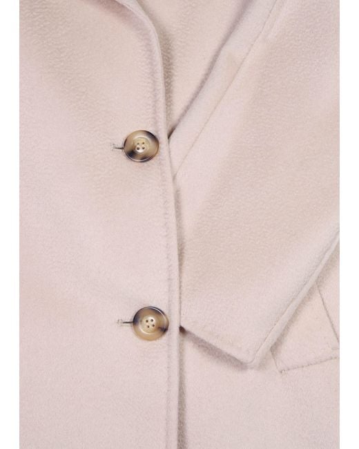 FLOUU Pink Beige Wool Cashmere Double Breasted Longline Coat