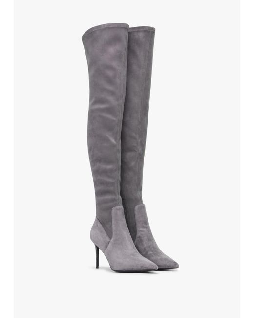 Daniel Black Stret Grey Suede Over The Knee Boots