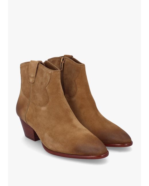 Ash Brown Fame Antilope Suede Western Ankle Boots