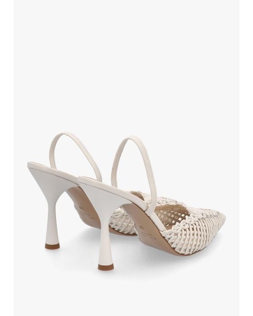 Daniel Tiffi White Leather Woven Sling Back Court Shoes