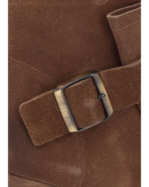 Daniel Brown Giddy Taupe Suede Buckle Block Heeled Ankle Boots