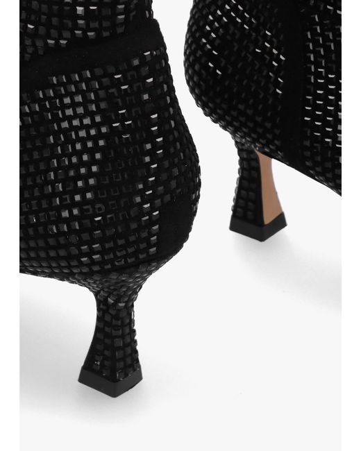 Daniel April Black Crystal Embellished Kitten Heel Ankle Boots