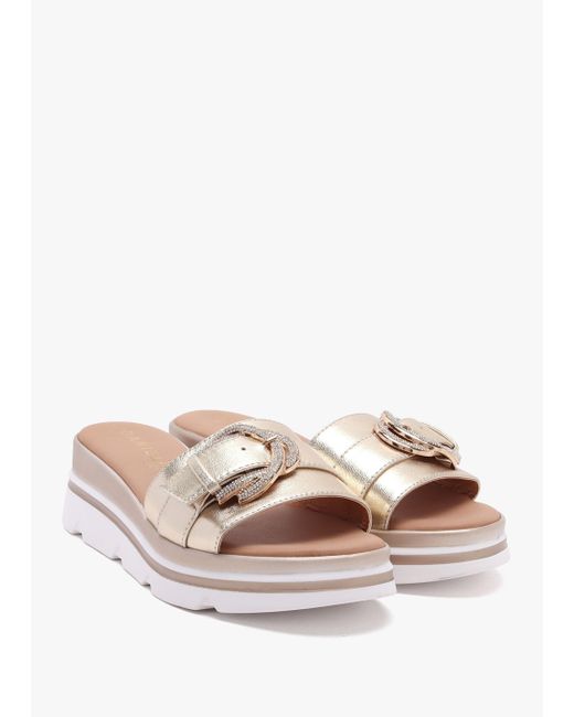 Daniel White Recrys Gold Leather Embellished Flat Mules
