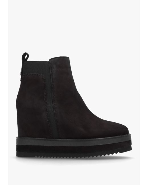 Alpe Azure Black Suede Wedge Chelsea Boots