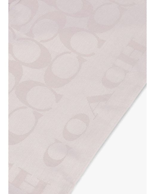 COACH White Signature C Border Silk Mix Stole Scarf