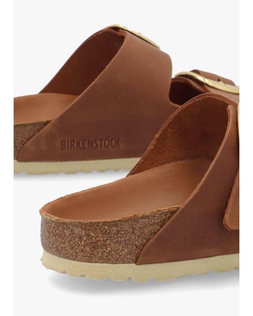 Birkenstock Brown Arizona Big Buckle Tan Leather Two Bar Mules