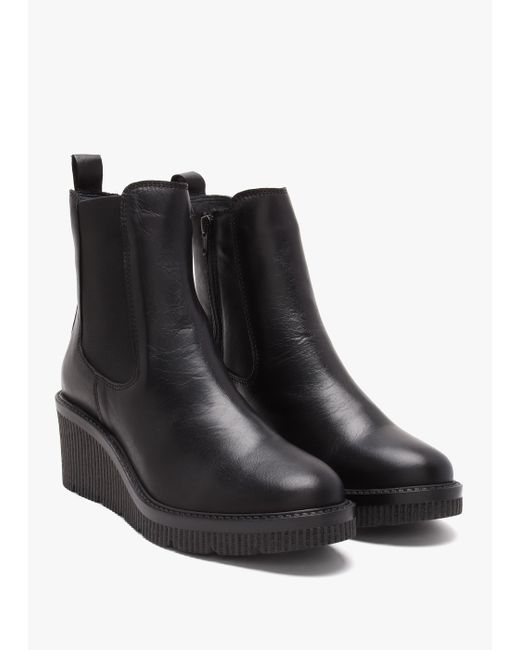 Moda In Pelle Audyn Black Leather Wedge Ankle Boots