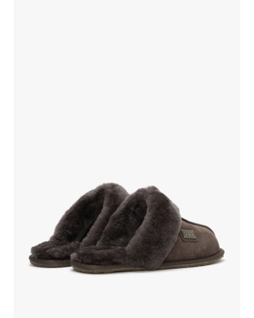 Australia Luxe Brown Double-face Sheepskin Closed Mule Slippers