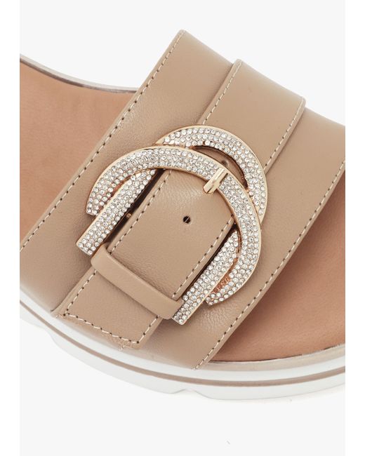 Daniel White Recrys Tan Leather Embellished Flat Mules