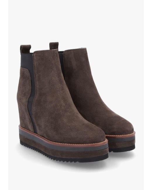 Alpe Azure Brown Suede Wedge Chelsea Boots