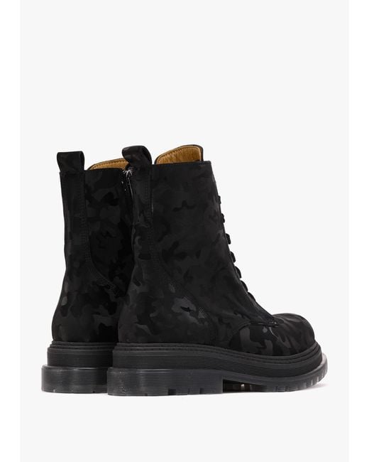 Daniel Rammie Black Leather Camo Ankle Boots