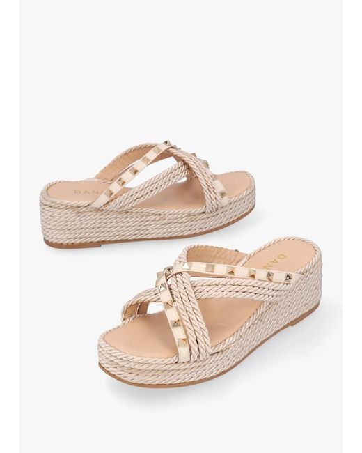 Daniel Multicolor Popey Cream Rope Slab Wedge Mules