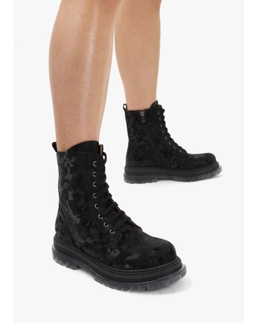 Daniel Rammie Black Leather Camo Ankle Boots