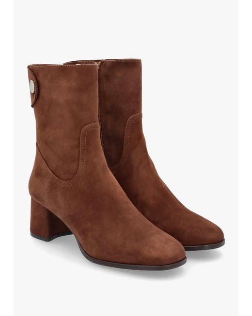 Daniel Brown Payton Tan Suede Block Heel Ankle Boots