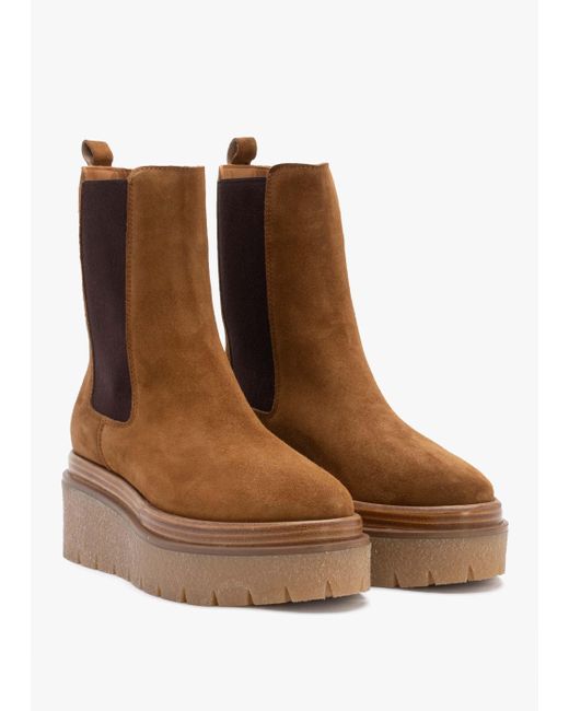 Alpe Brown Alpine Tan Suede Tall Chelsea Boots